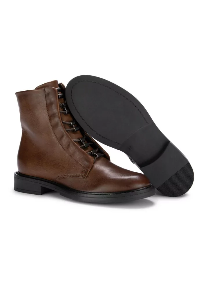 MJUS | STIVALETTI ALLACCIATI ZIP PELLE MARRONE Fino al 60% di sconto