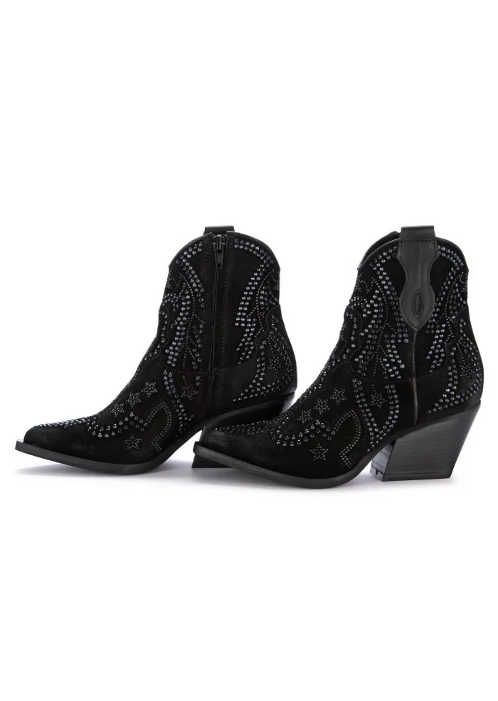 JUICE | STIVALETTI TEXANI CAMOSCIO STRASS NERO Prezzo Ridotto