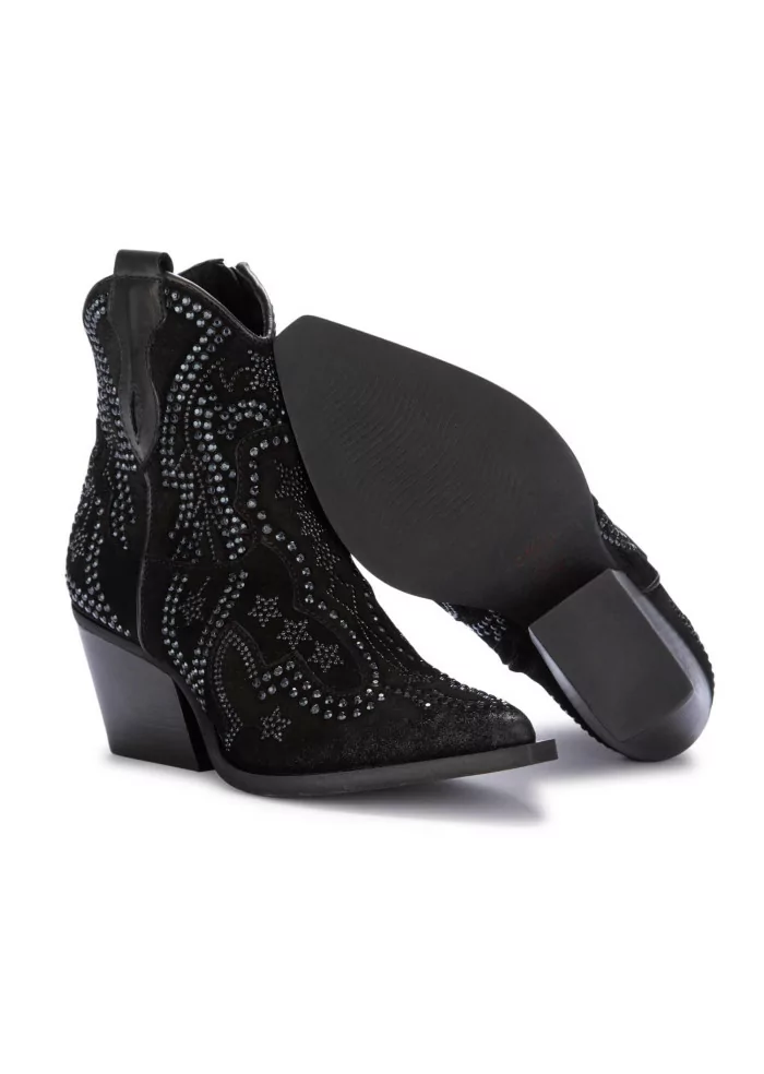 JUICE | STIVALETTI TEXANI CAMOSCIO STRASS NERO Prezzo Ridotto