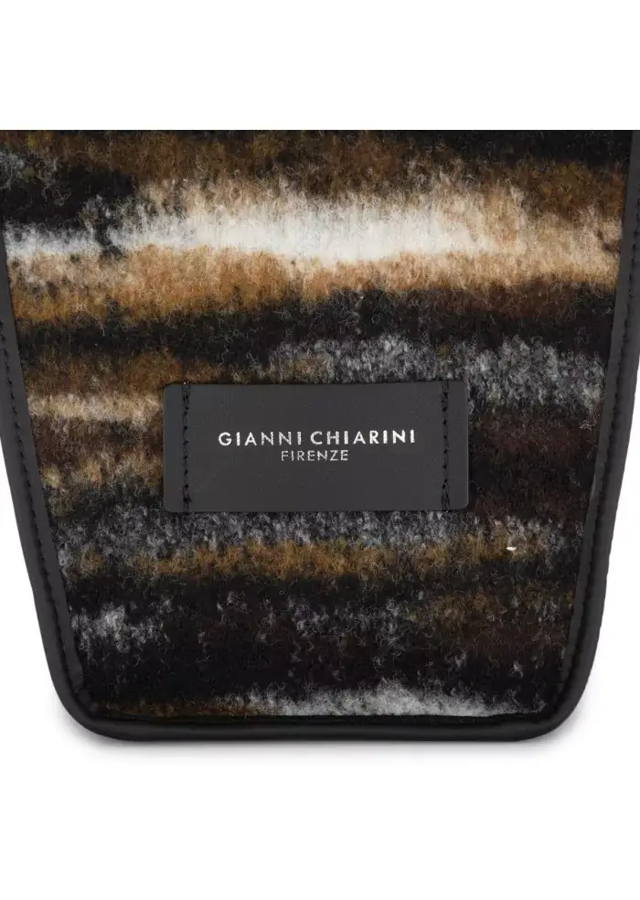 GIANNI CHIARINI | BORSA A SPALLA JACQUARD MARCELLA MARRONE NERO Offerta per la Festa della Mamma