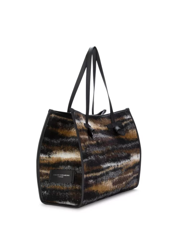 GIANNI CHIARINI | BORSA A SPALLA JACQUARD MARCELLA MARRONE NERO Offerta per la Festa della Mamma