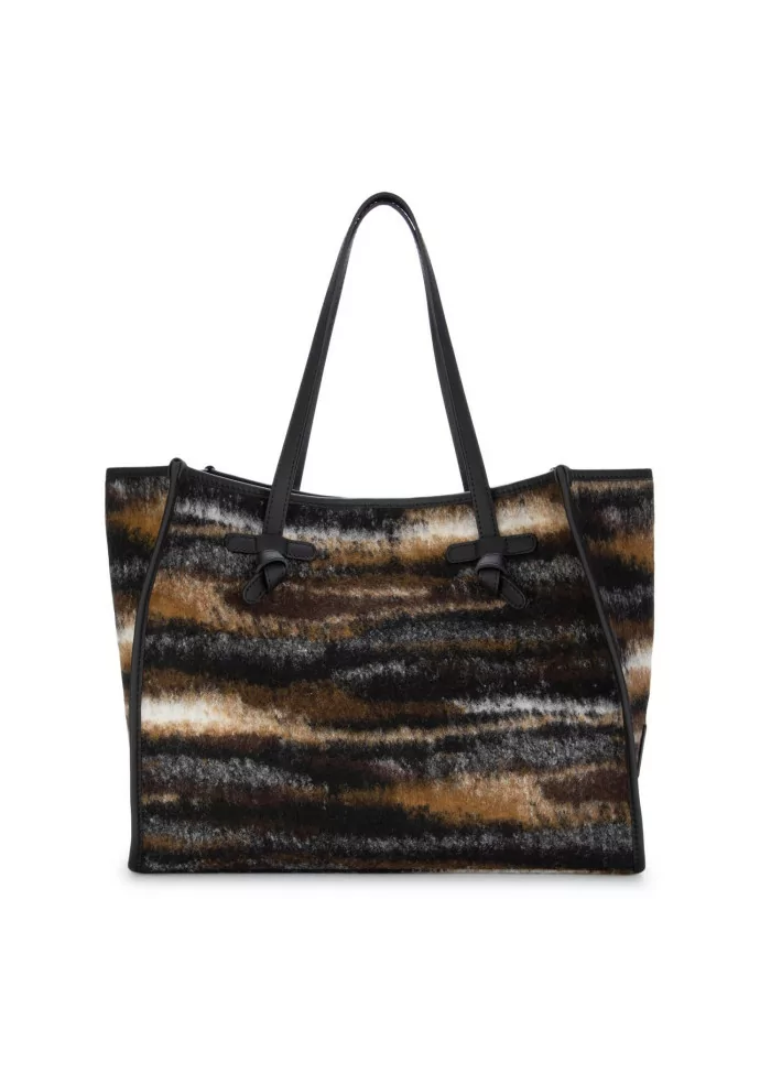 GIANNI CHIARINI | BORSA A SPALLA JACQUARD MARCELLA MARRONE NERO Offerta per la Festa della Mamma