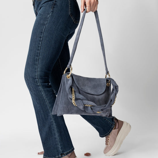 Lorenzo Mari Borsa Little Darcy Camoscio denim Saldi Di Fabbrica