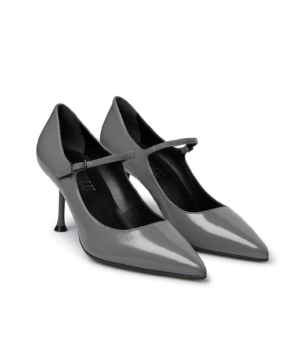 ﻿Loriblu Decollete in pelle lucida grigio con cinturino Offerte