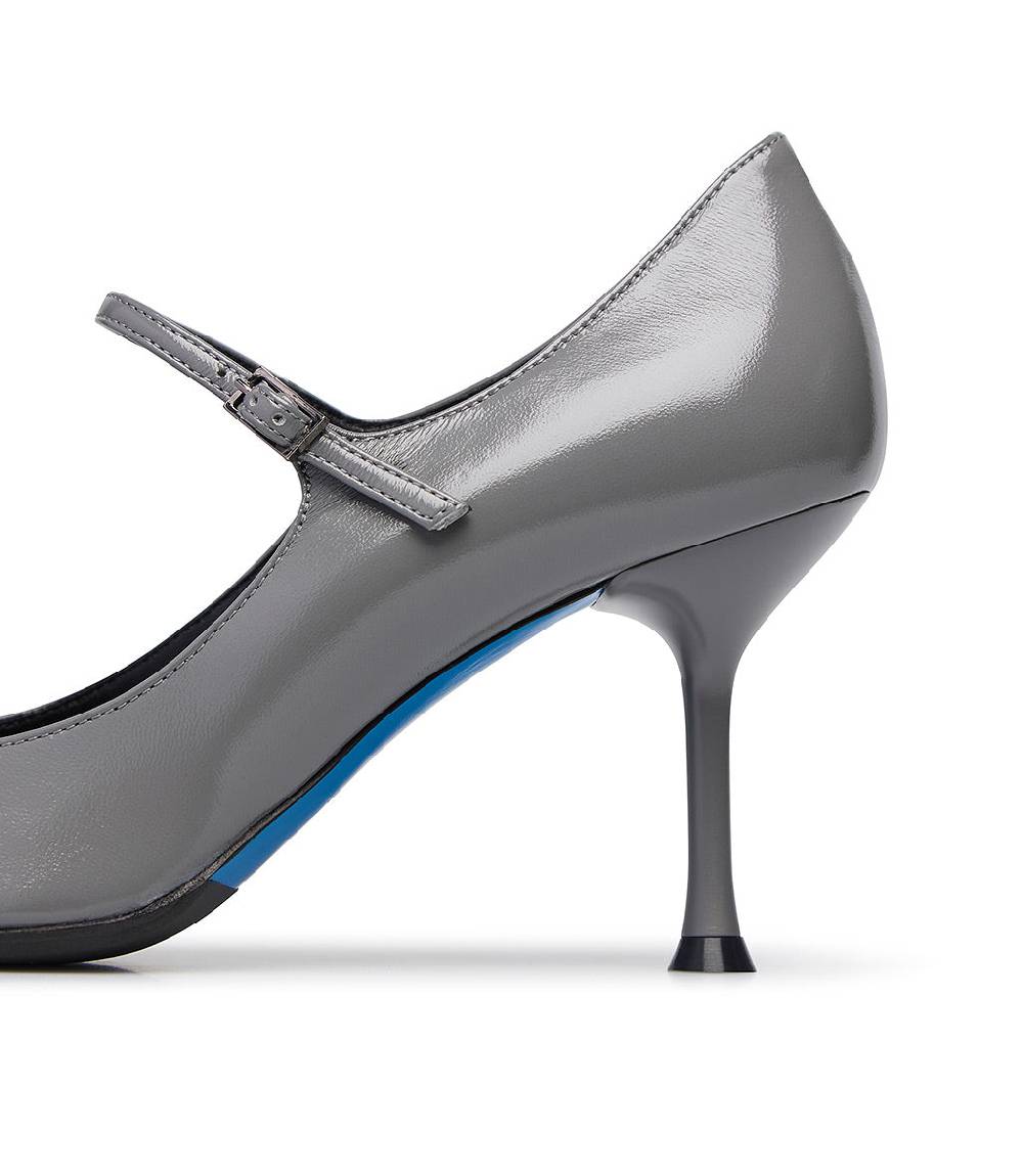 ﻿Loriblu Decollete in pelle lucida grigio con cinturino Offerte