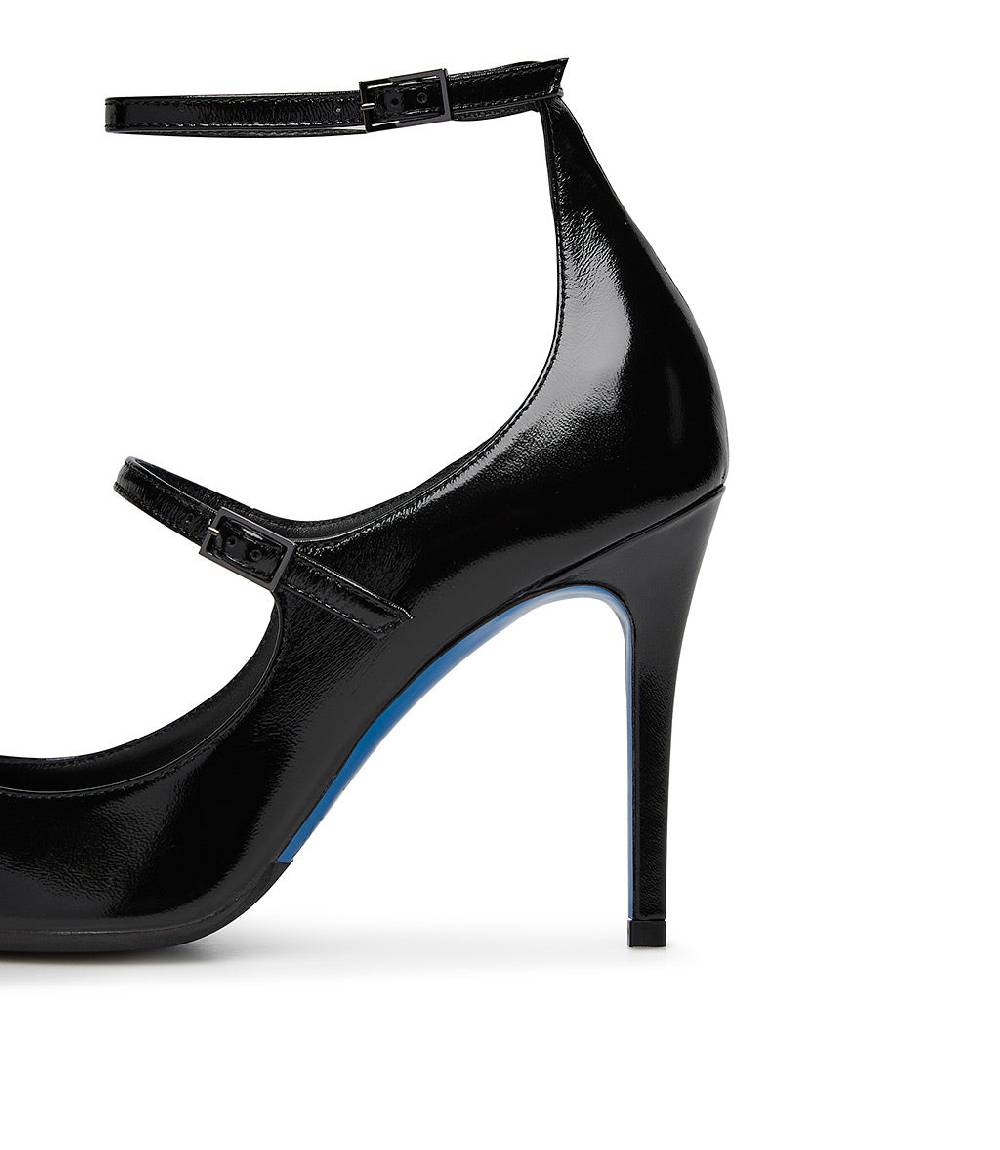 Loriblu Decollete in pelle lucida nero con cinturini In Saldo