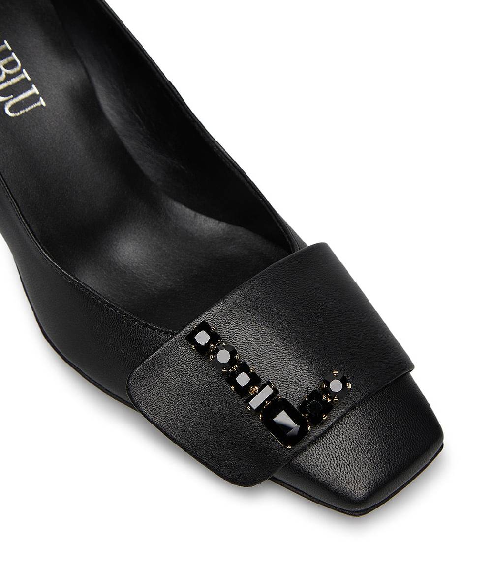 Loriblu Décolleté in nappa nero con Logo Signature cristalli 2025