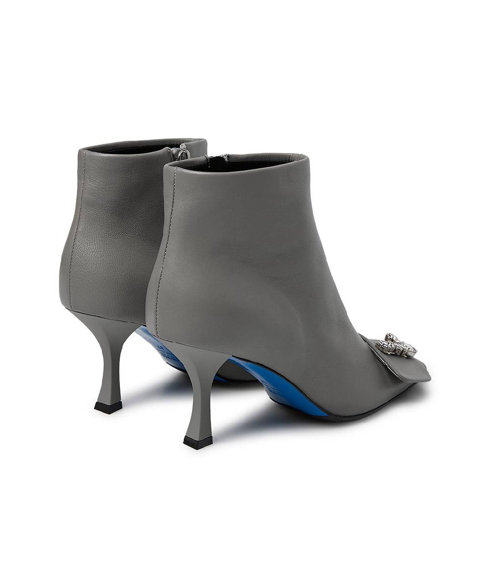 Loriblu Stivaletto in nappa grigio con Logo Signature cristalli Italy