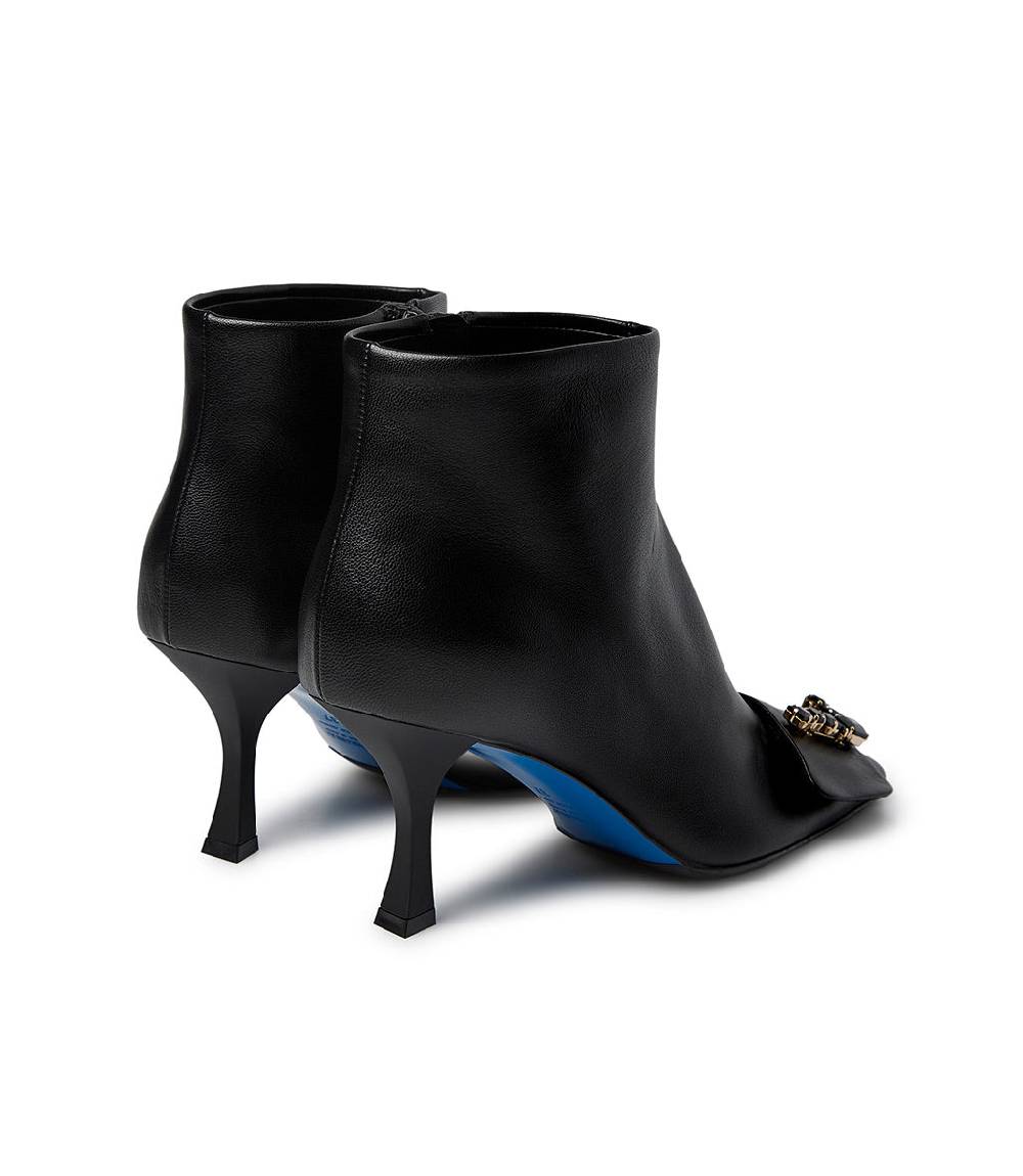 Loriblu Stivaletto in nappa nero con Logo Signature cristalli Italia