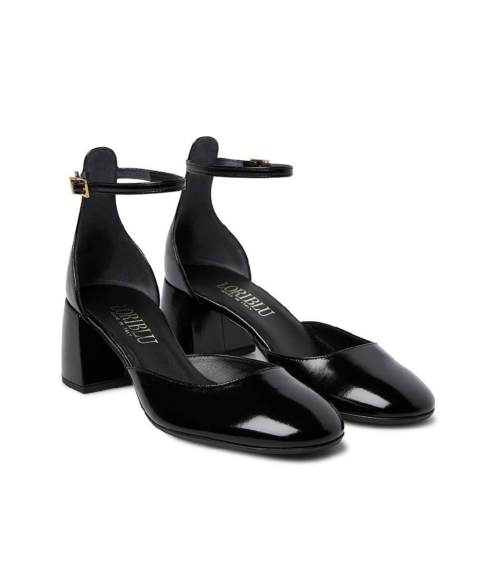 Loriblu Décolleté Mary Jane in pelle lucida nera con cinturino 2025
