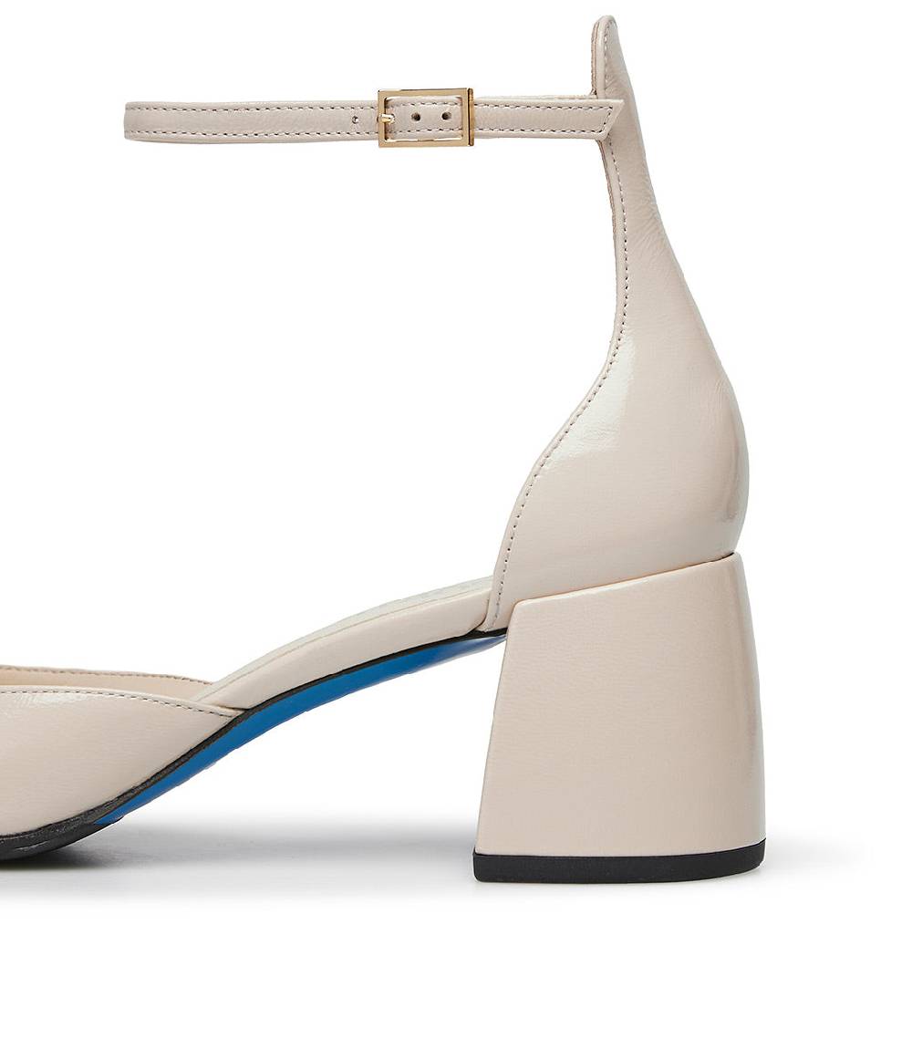 Loriblu Décolleté Mary Jane in pelle lucida sabbia con cinturino In Linea
