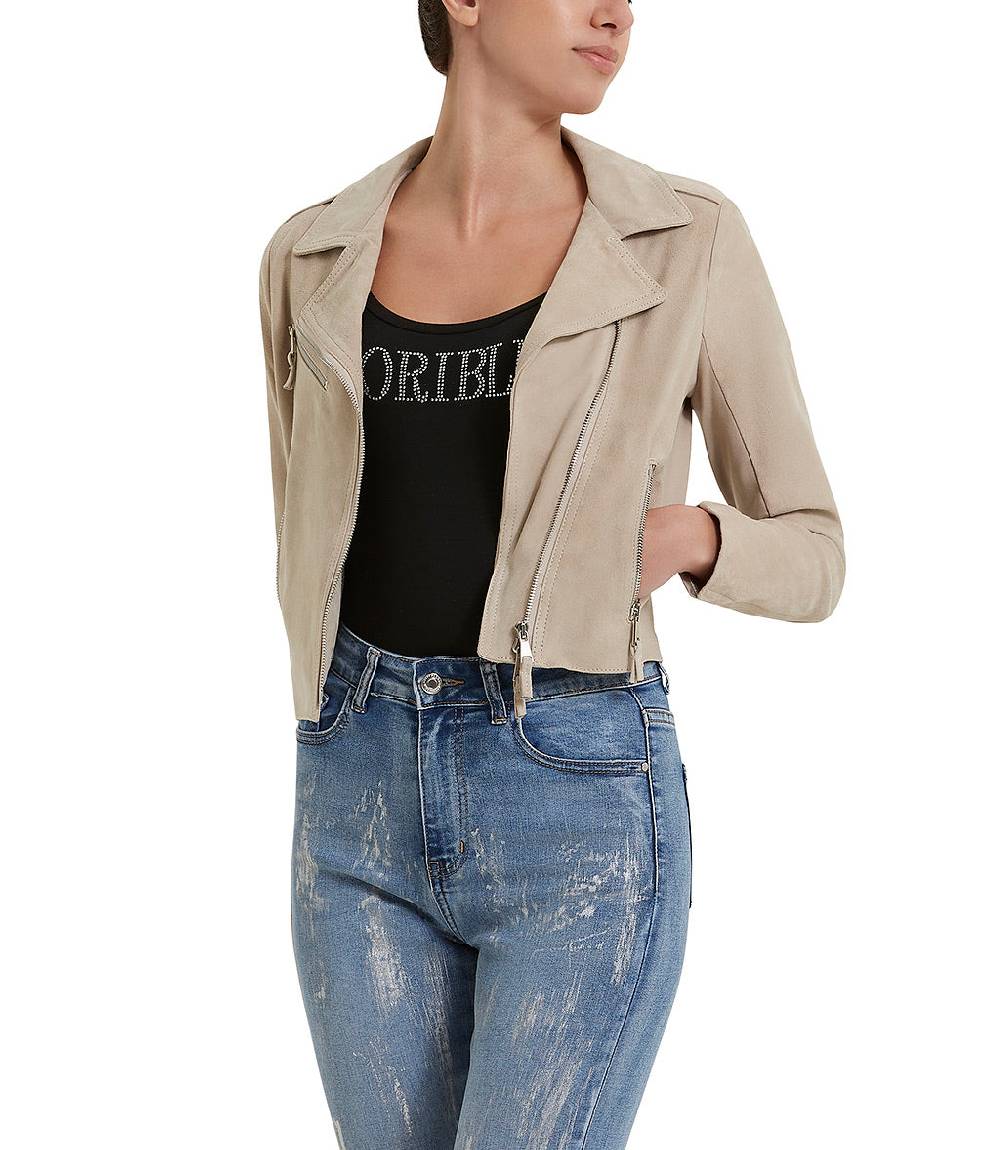 Loriblu Giacca stile biker in camoscio naturale Qualità
