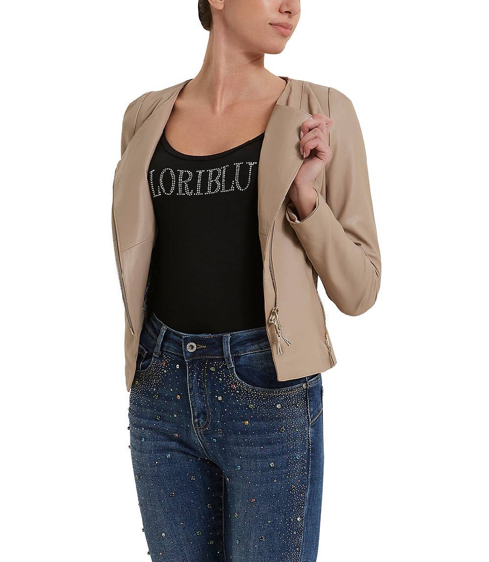 Loriblu Giacca in pelle beige Vendita