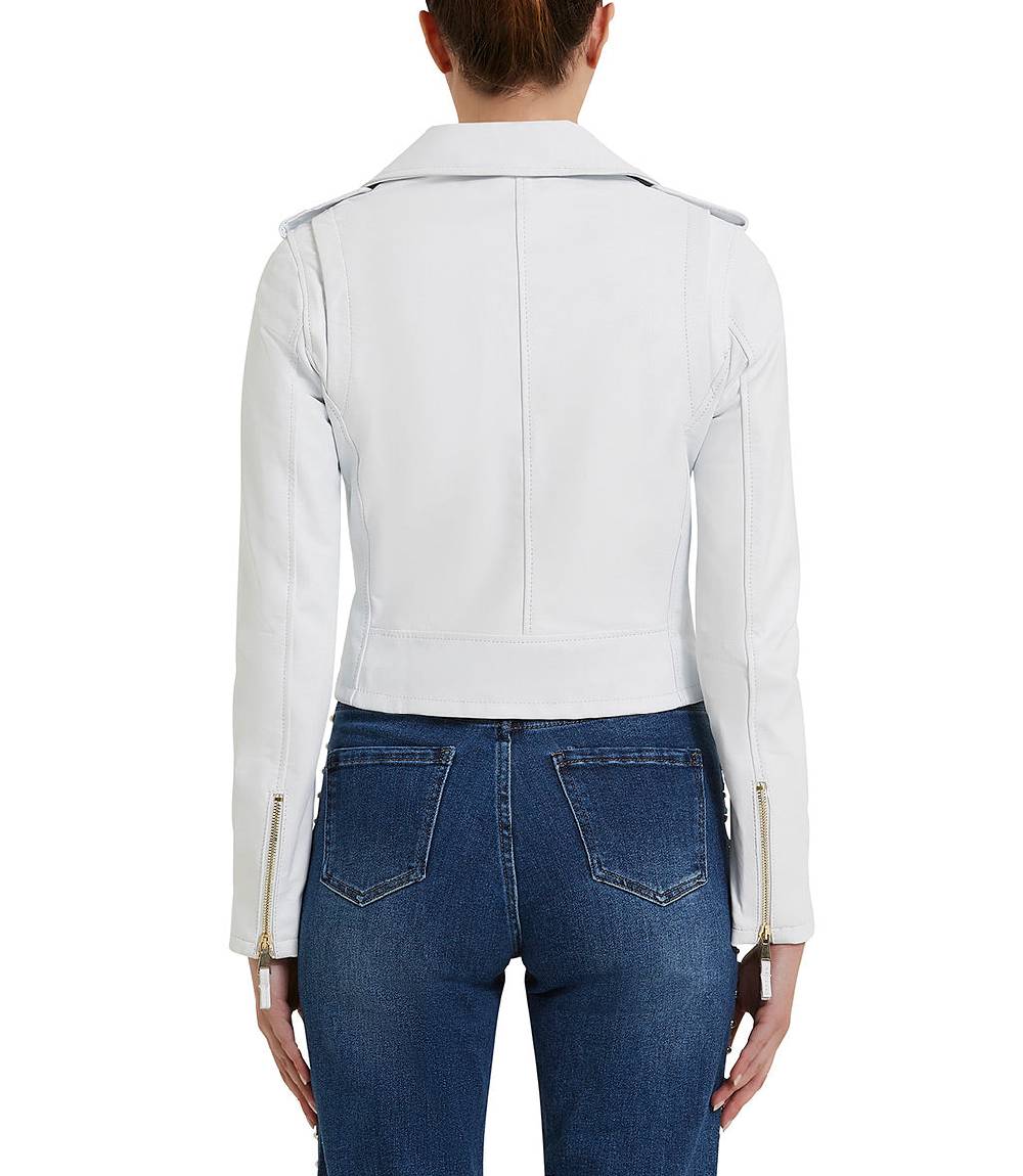 Loriblu Giacca stile biker in pelle bianca Spedizione Gratuita