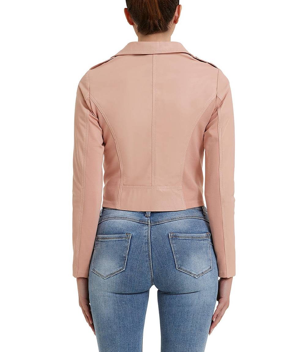 Loriblu Giacca stile biker in pelle rosa Soddisfazione Garantita