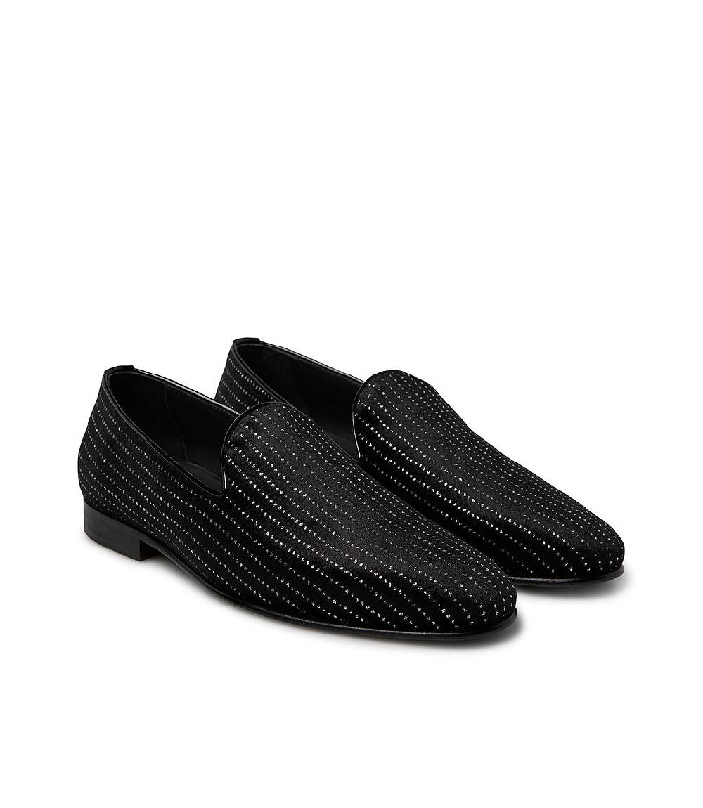 Loriblu Loafer in velluto nero con micro cristalli e dettagli in vernice I Più Venduti