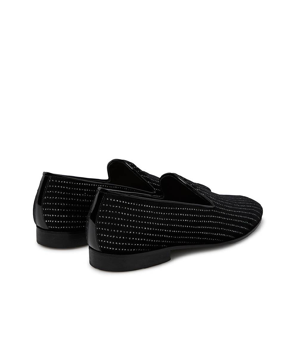 Loriblu Loafer in velluto nero con micro cristalli e dettagli in vernice I Più Venduti