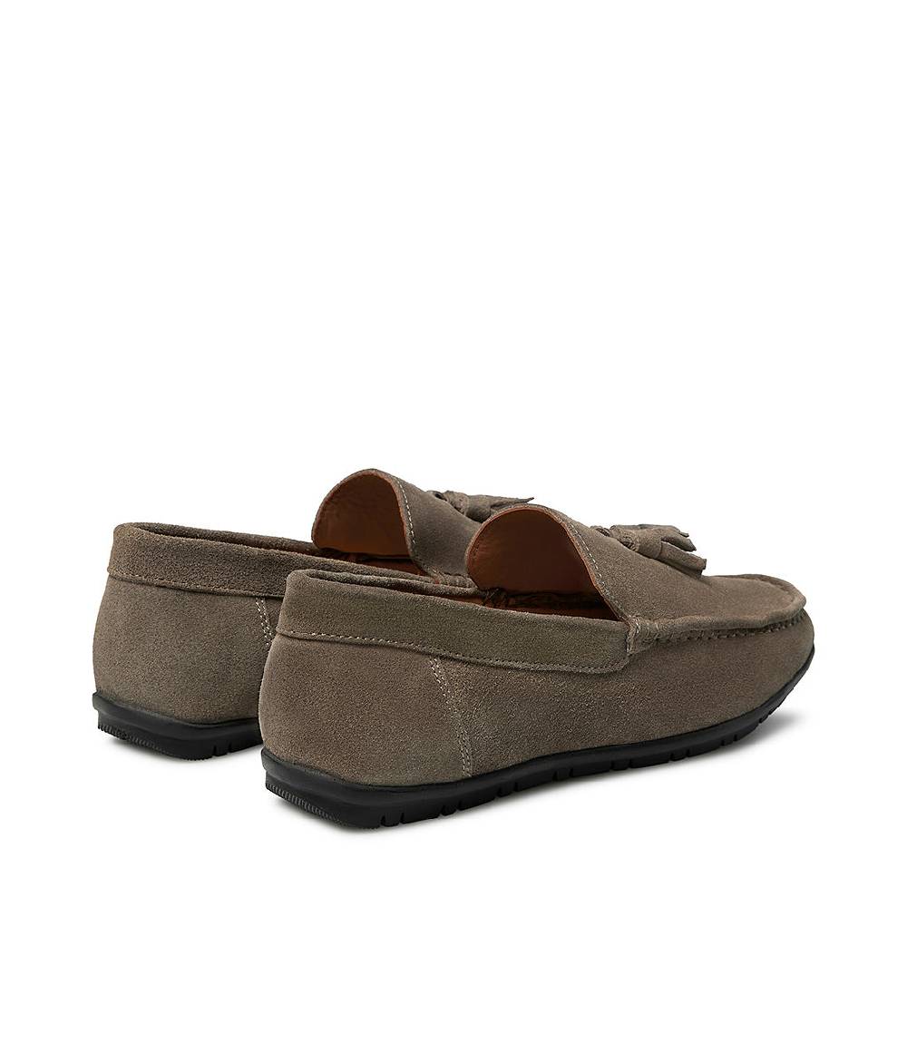 Loriblu Mocassino in camoscio taupe con nappine Italy