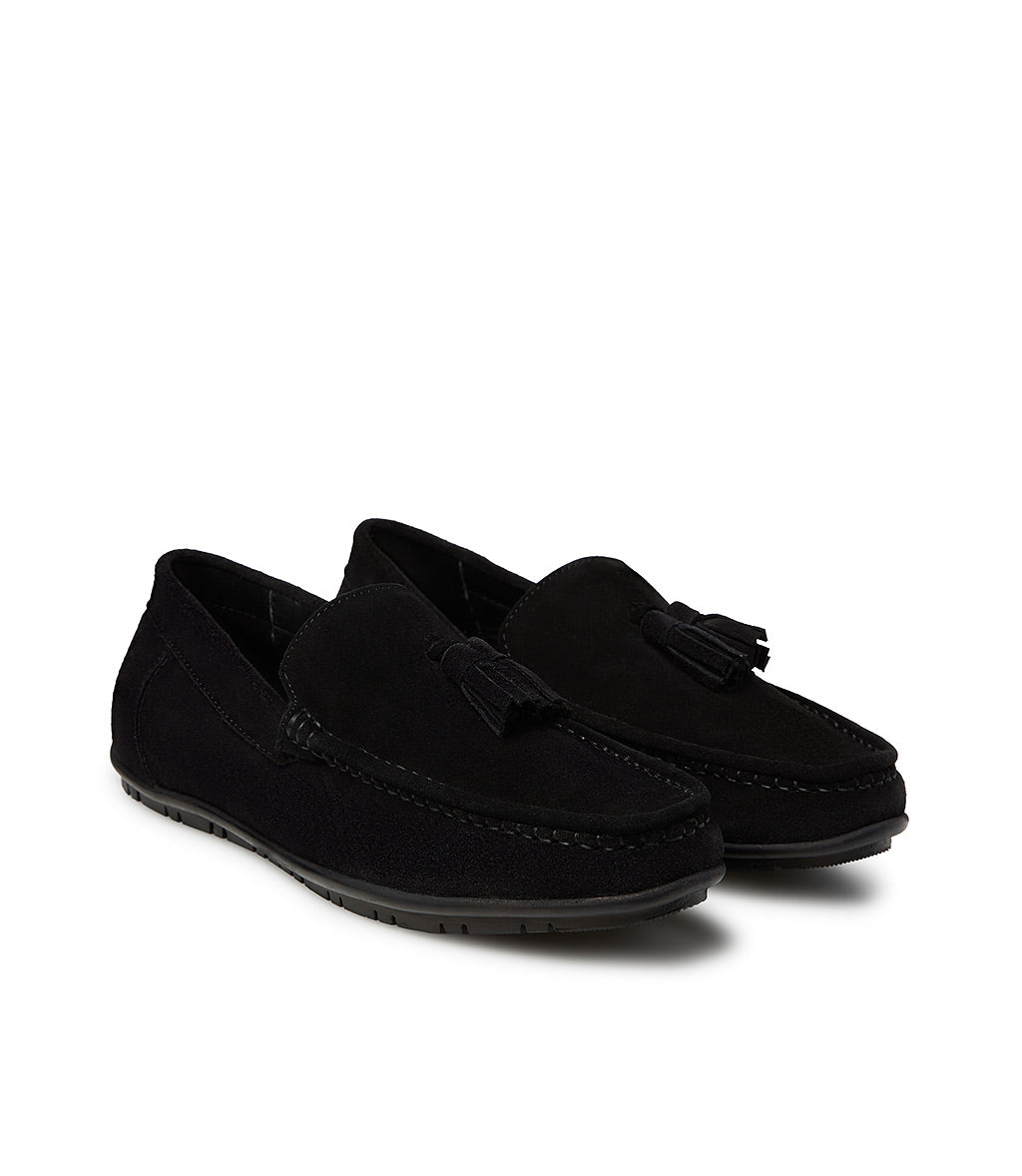 Loriblu Mocassino in camoscio nero con nappine Italia