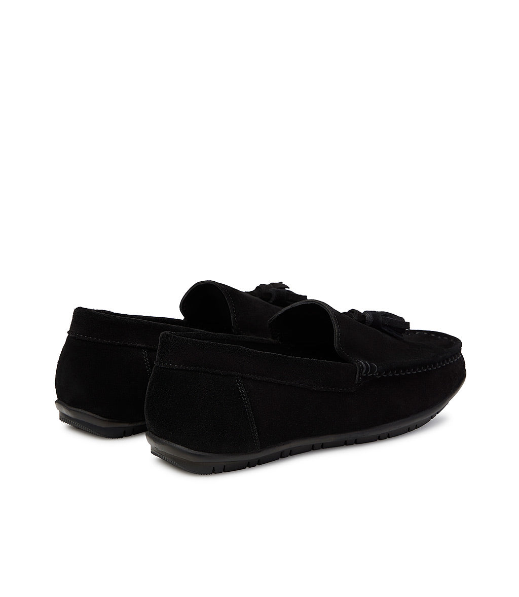 Loriblu Mocassino in camoscio nero con nappine Italia