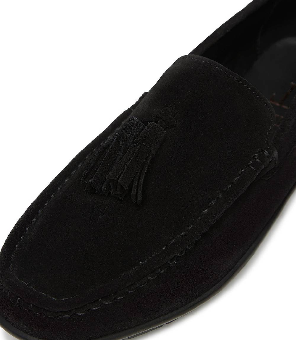Loriblu Mocassino in camoscio nero con nappine Italia