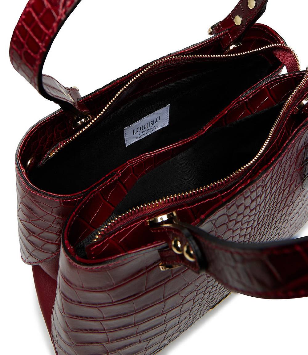Loriblu Borsa tote bordeaux in pelle stampa cocco Pezzi Unici