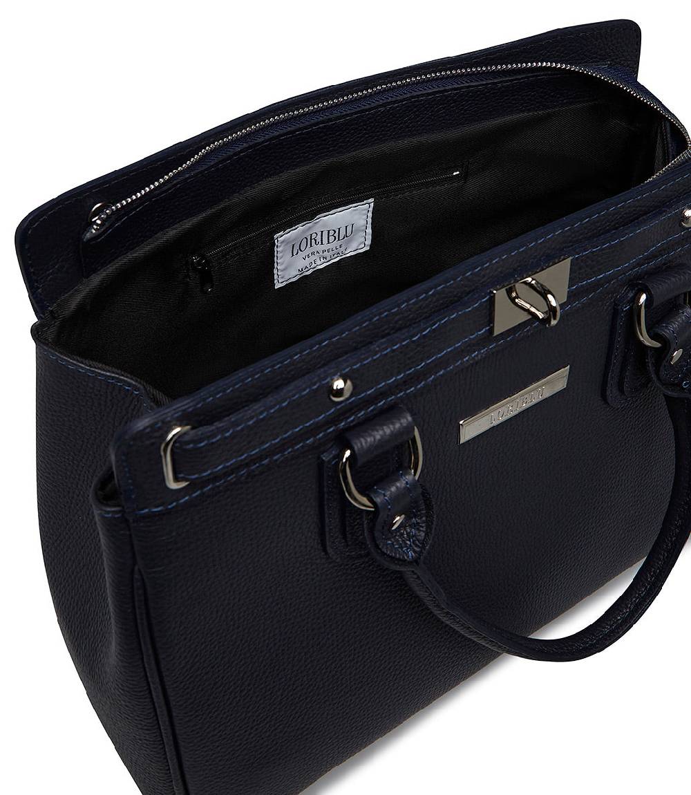 Loriblu Borsa tote in pelle testurizzata blu Soddisfazione Garantita