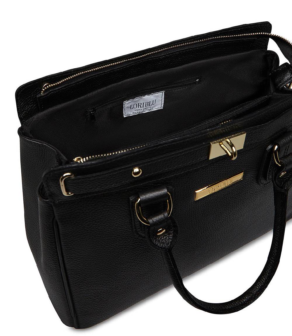 Loriblu Borsa tote in pelle testurizzata nera Qualità Garantita