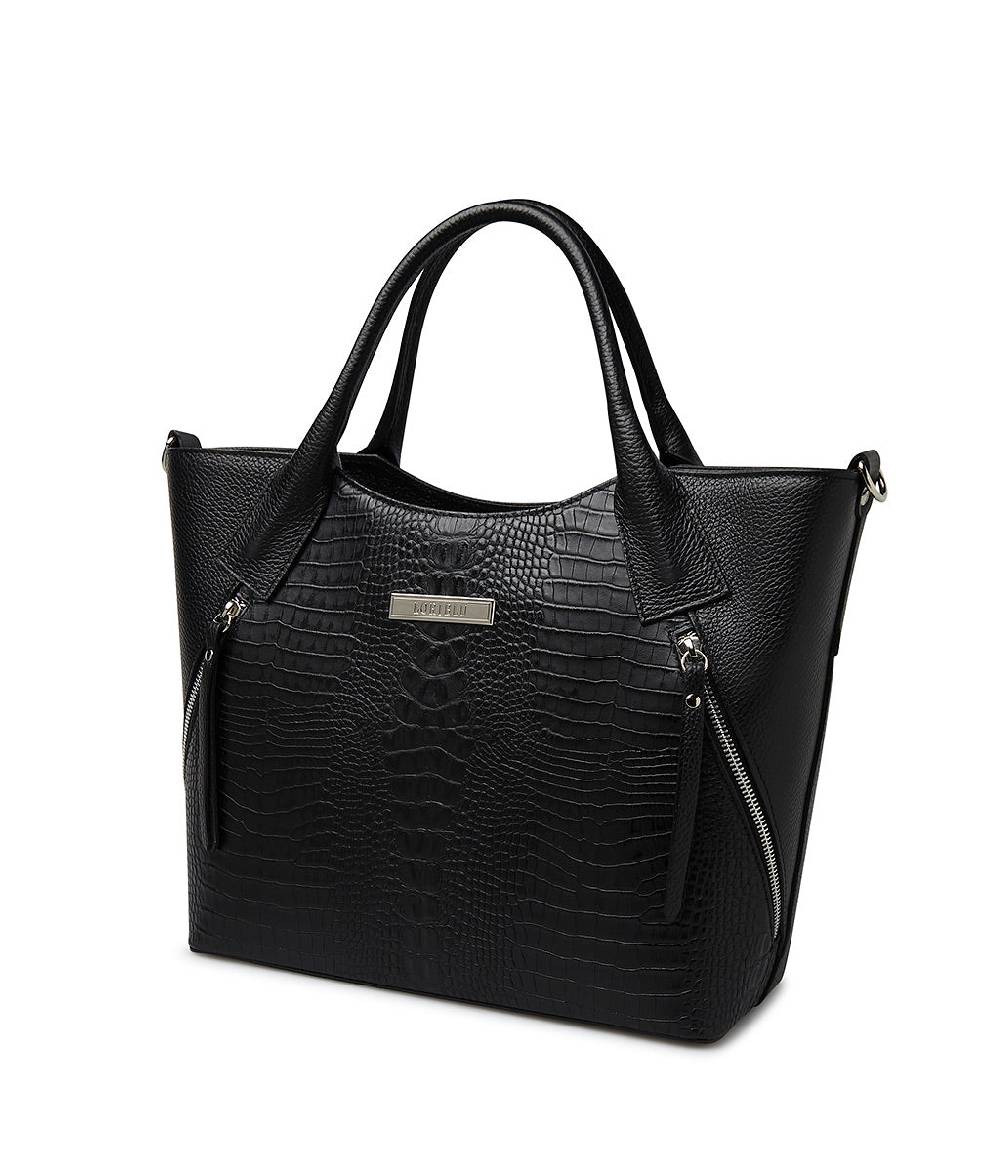 Loriblu Borsa tote nera in pelle stampata Acquista Ora