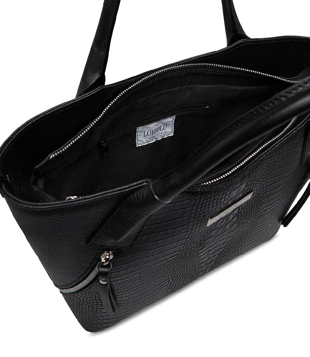 Loriblu Borsa tote nera in pelle stampata Acquista Ora