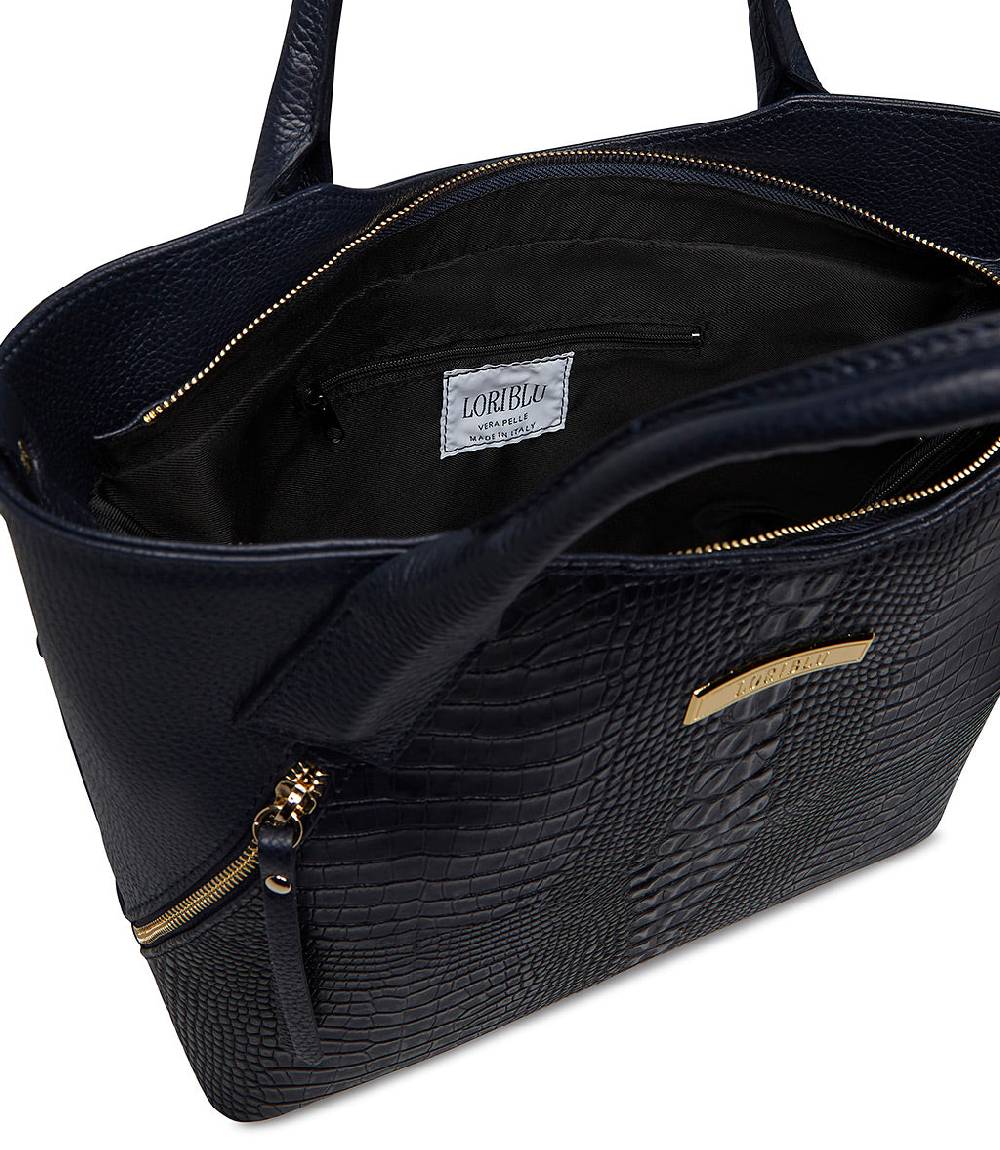 Loriblu Borsa tote blu notte in pelle stampata Consegna Veloce