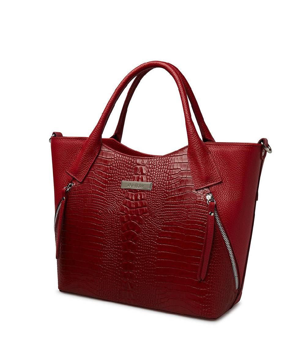 Loriblu Borsa tote bordeaux in pelle stampata Promozione Limitata