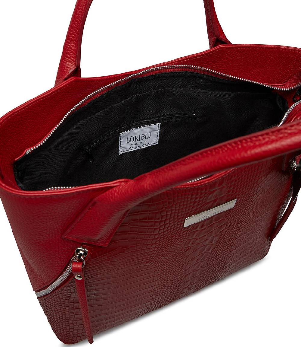 Loriblu Borsa tote bordeaux in pelle stampata Promozione Limitata