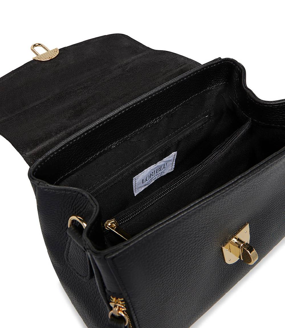 Loriblu Borsa a mano nera in pelle martellata Affare Del Giorno