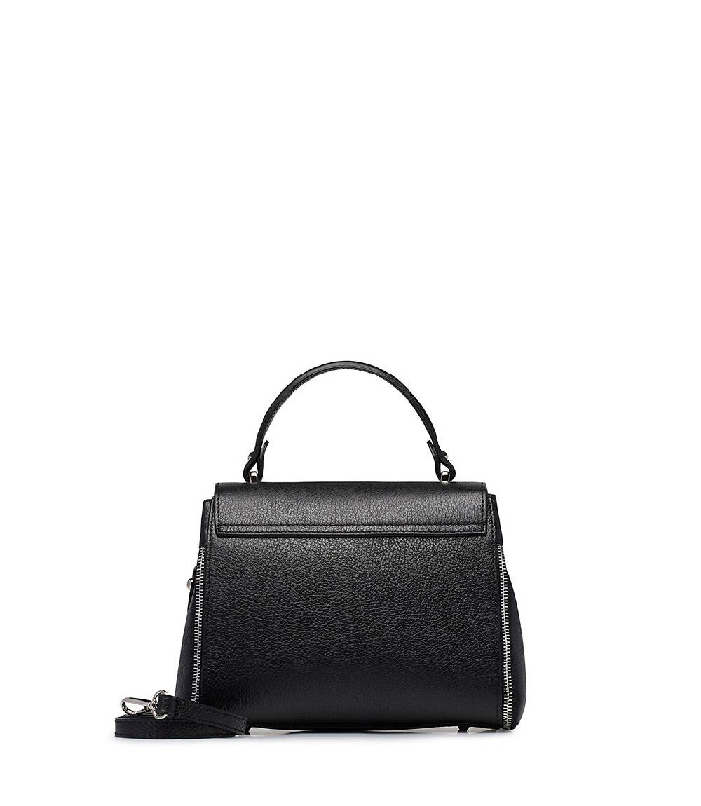 Loriblu Borsa a mano nera in pelle martellata Sottocosto
