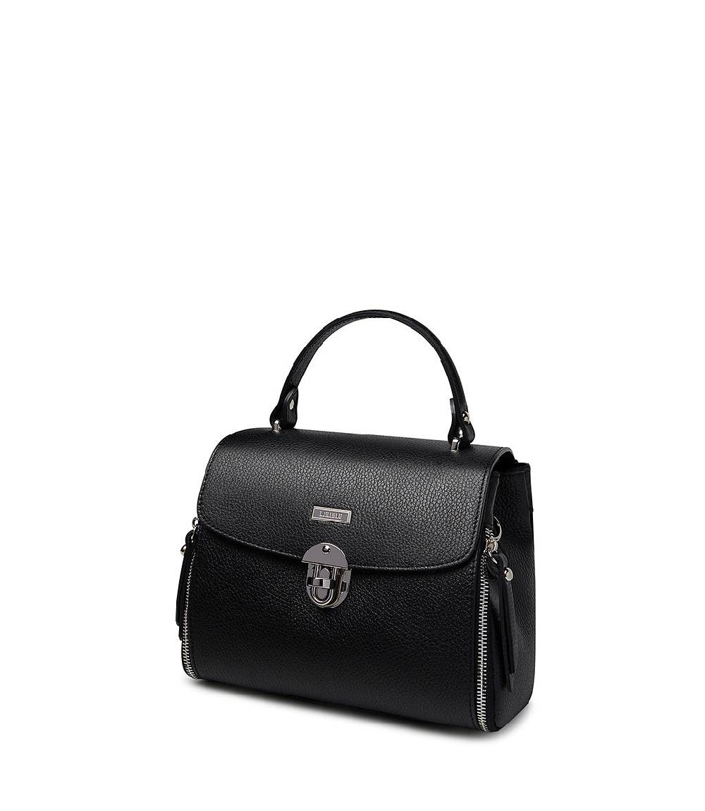Loriblu Borsa a mano nera in pelle martellata Sottocosto