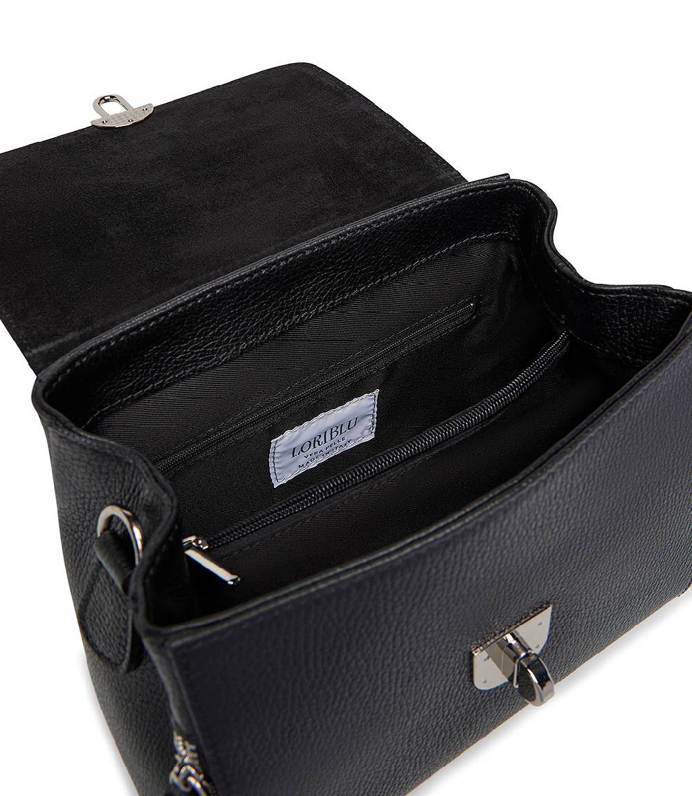 Loriblu Borsa a mano nera in pelle martellata Sottocosto