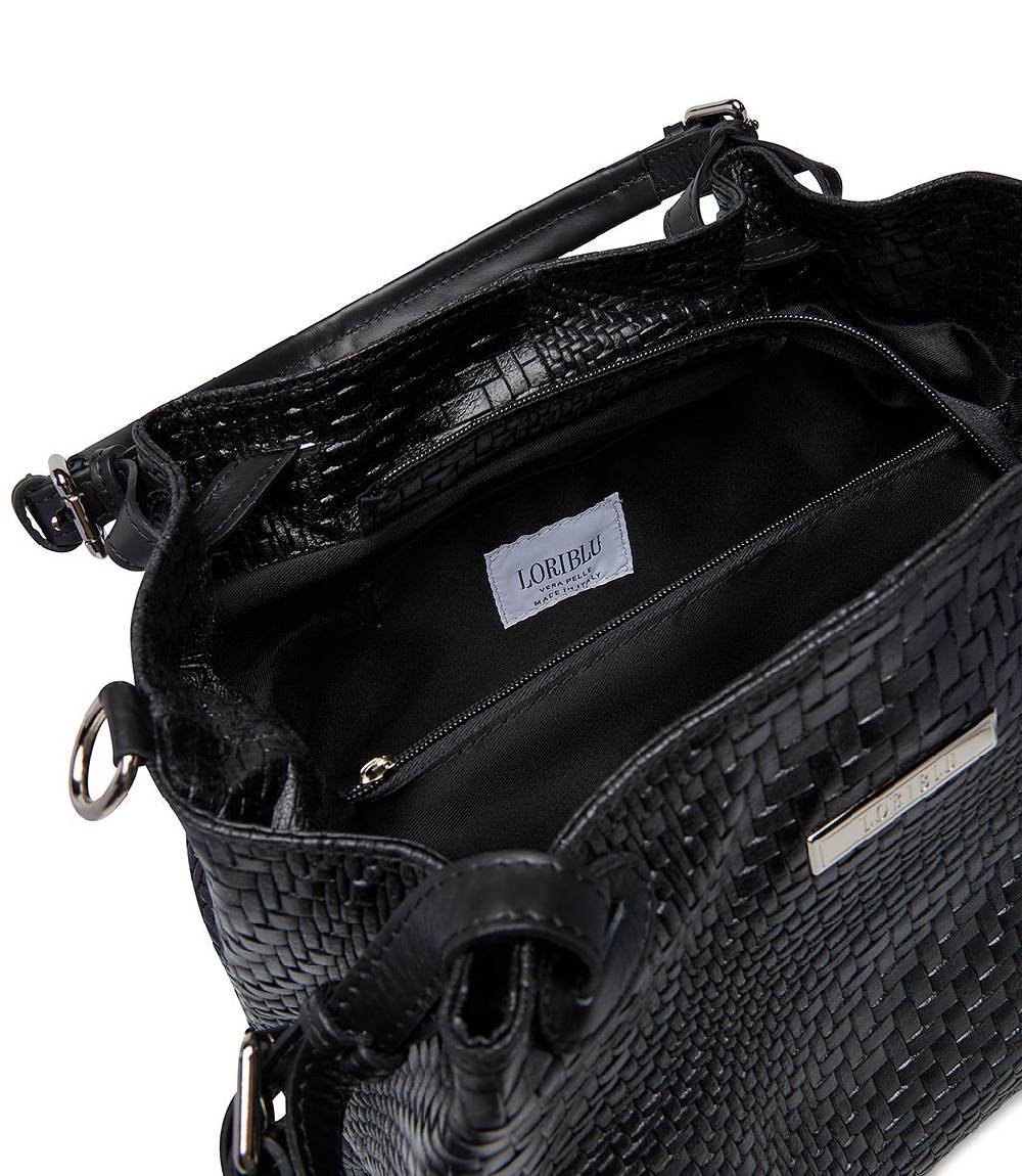 Loriblu Borsa tote in pelle intrecciata nera Convenienza