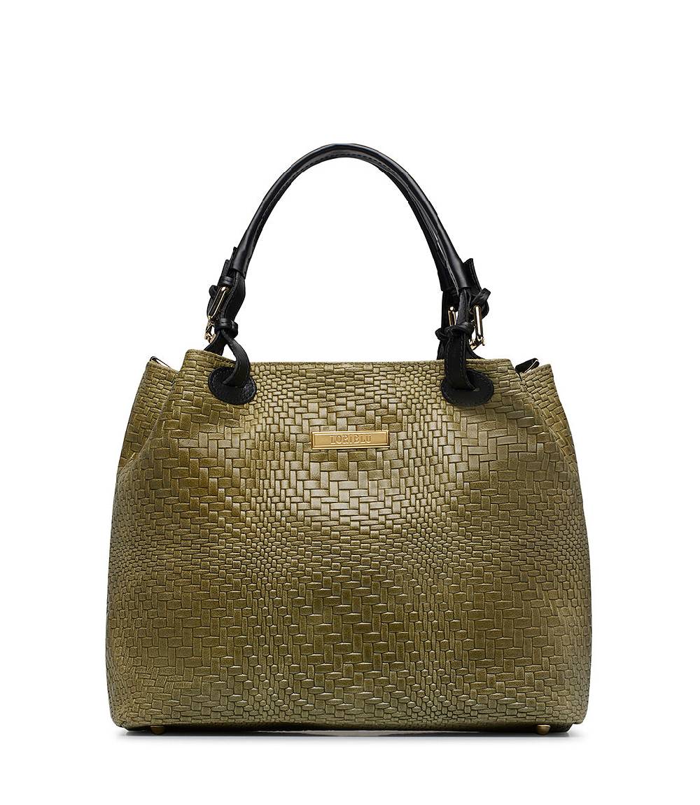 Loriblu Borsa tote in pelle intrecciata verdone Novità
