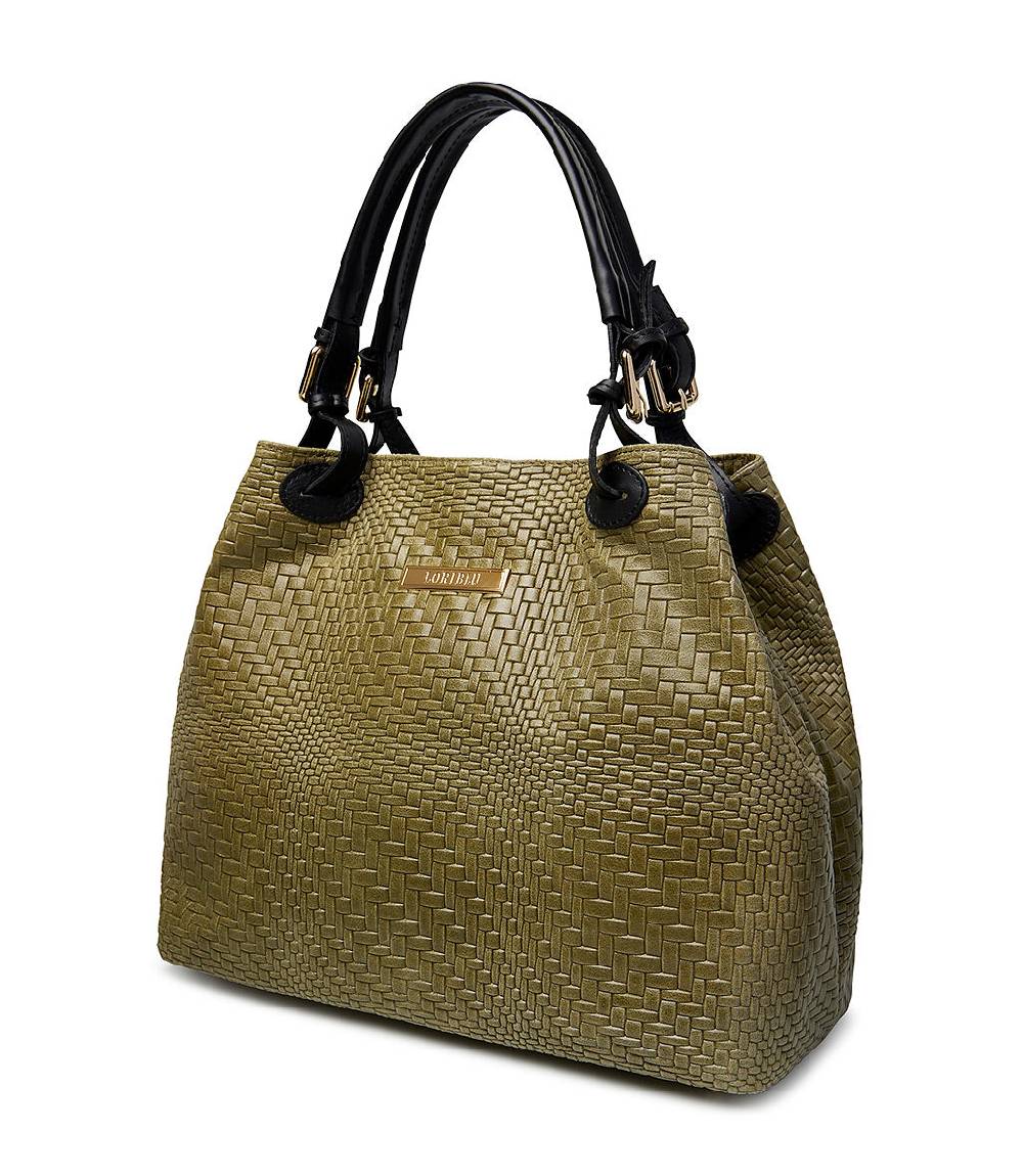 Loriblu Borsa tote in pelle intrecciata verdone Novità