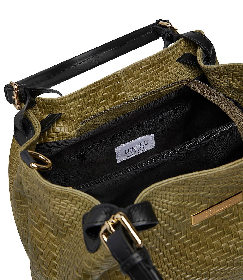 Loriblu Borsa tote in pelle intrecciata verdone Novità