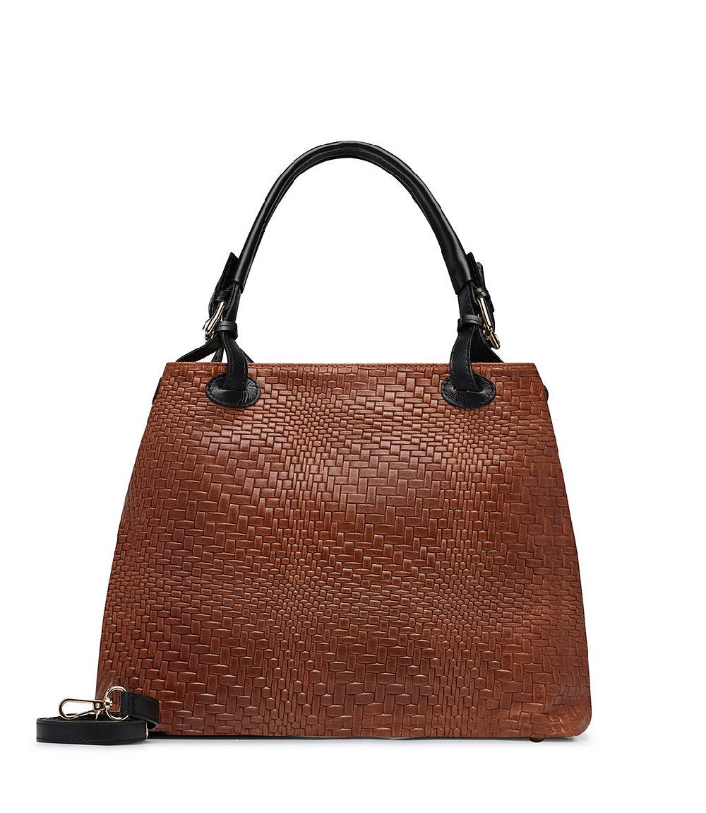 Loriblu Borsa tote in pelle intrecciata marrone Presa