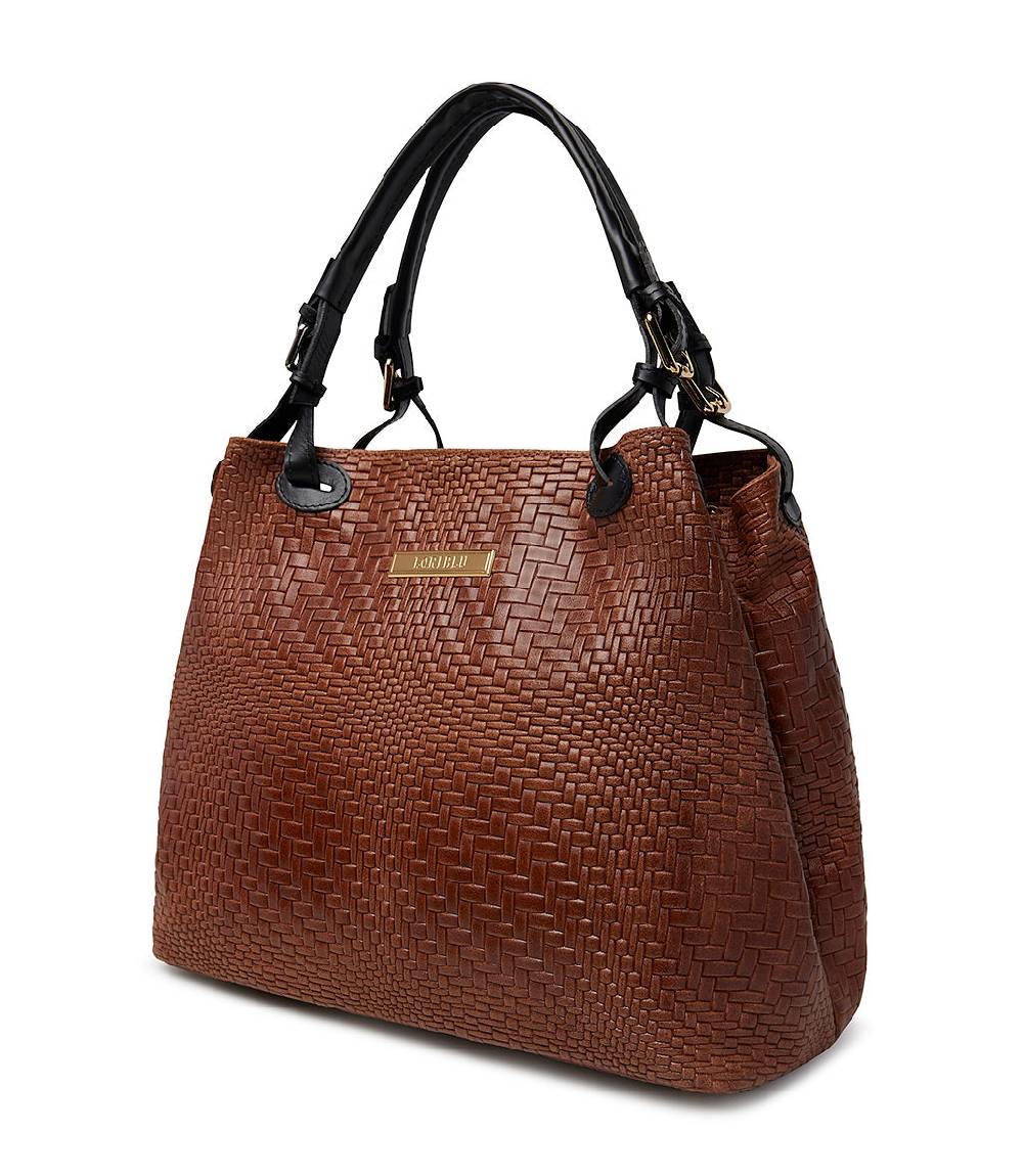 Loriblu Borsa tote in pelle intrecciata marrone Presa