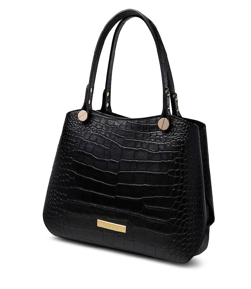 Loriblu Borsa nera in pelle stampa cocco Sconto