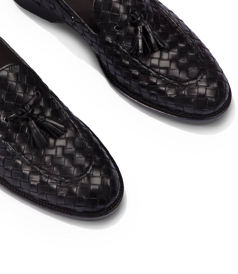 Loriblu Mocassini da barca in pelle intrecciata nera Vendite Flash