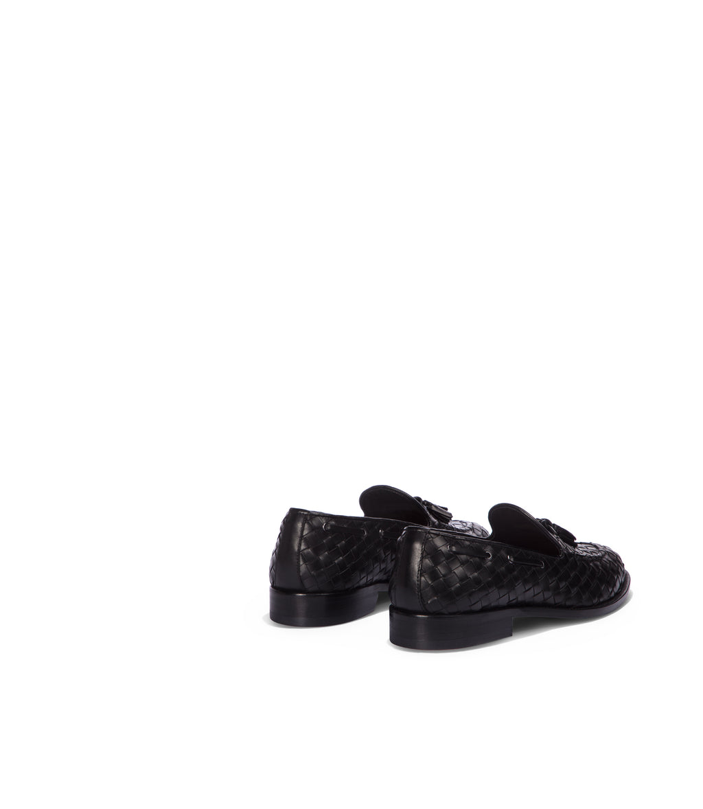 Loriblu Mocassini da barca in pelle intrecciata nera Vendite Flash