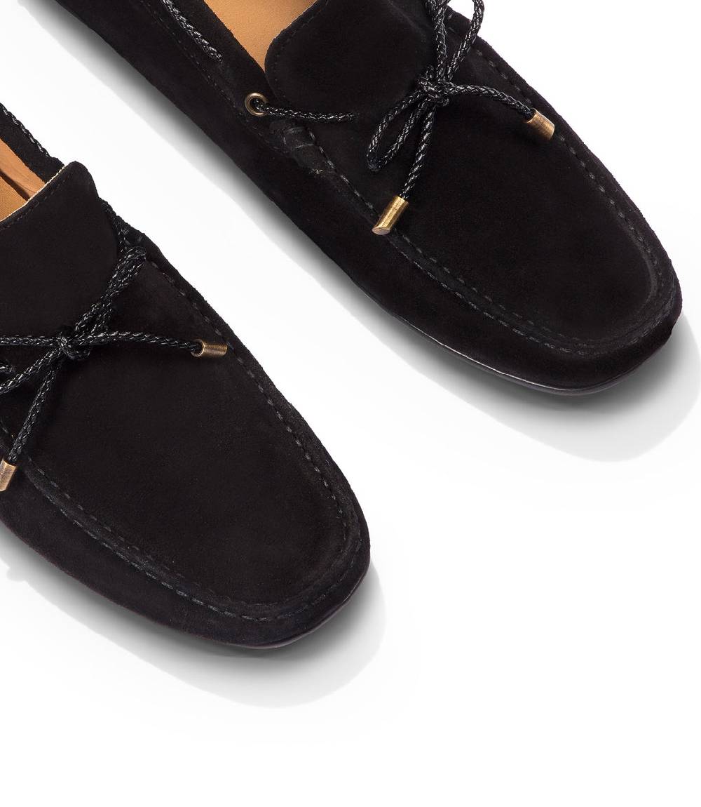 Loriblu Mocassini da barca in camoscio nero In Saldo