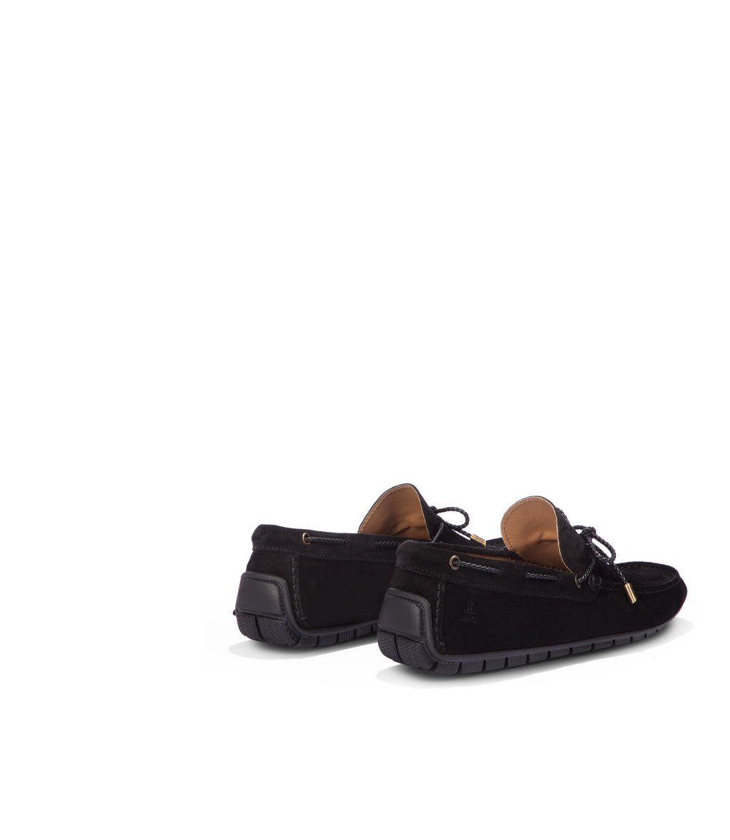 Loriblu Mocassini da barca in camoscio nero In Saldo