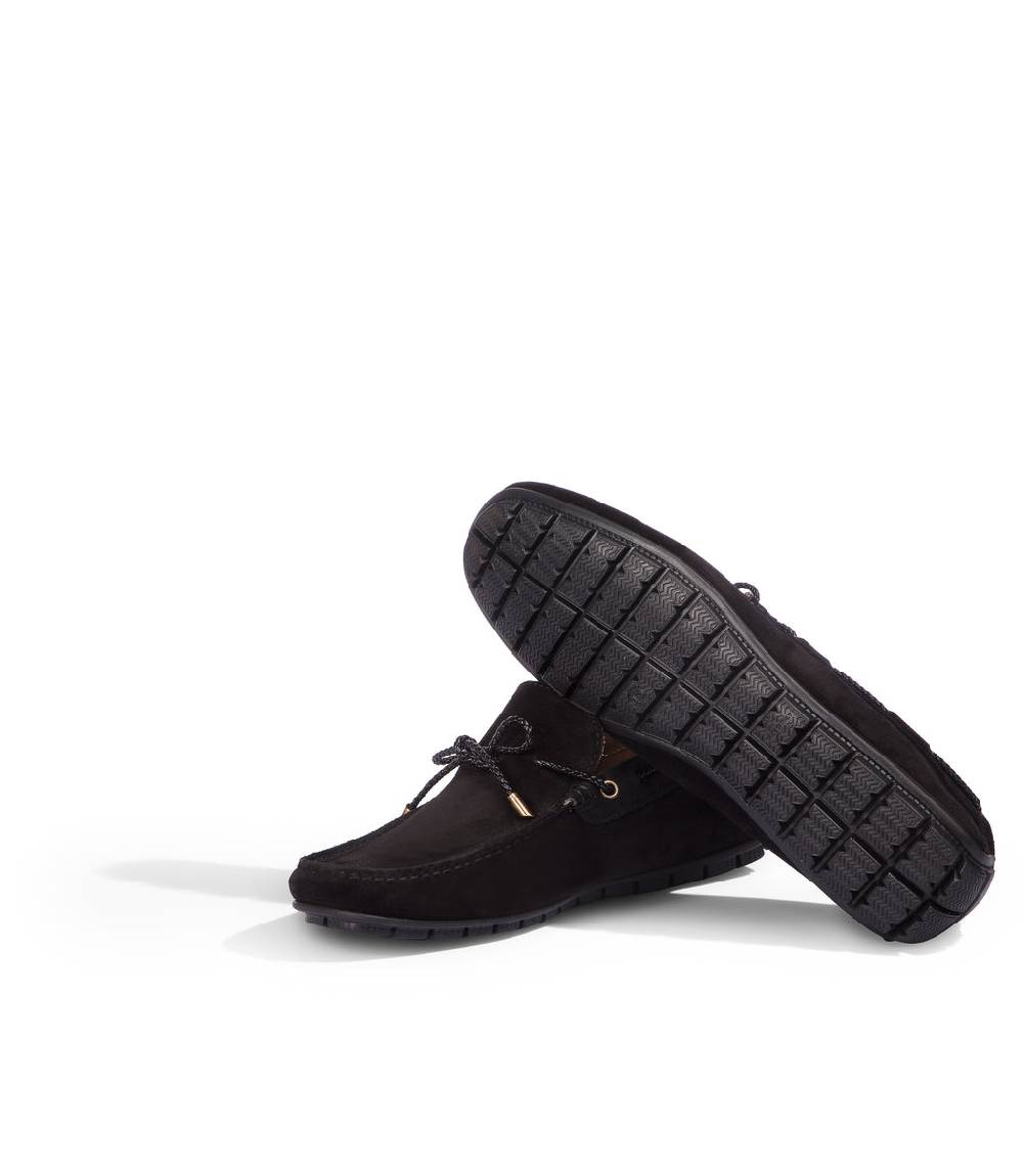 Loriblu Mocassini da barca in camoscio nero In Saldo