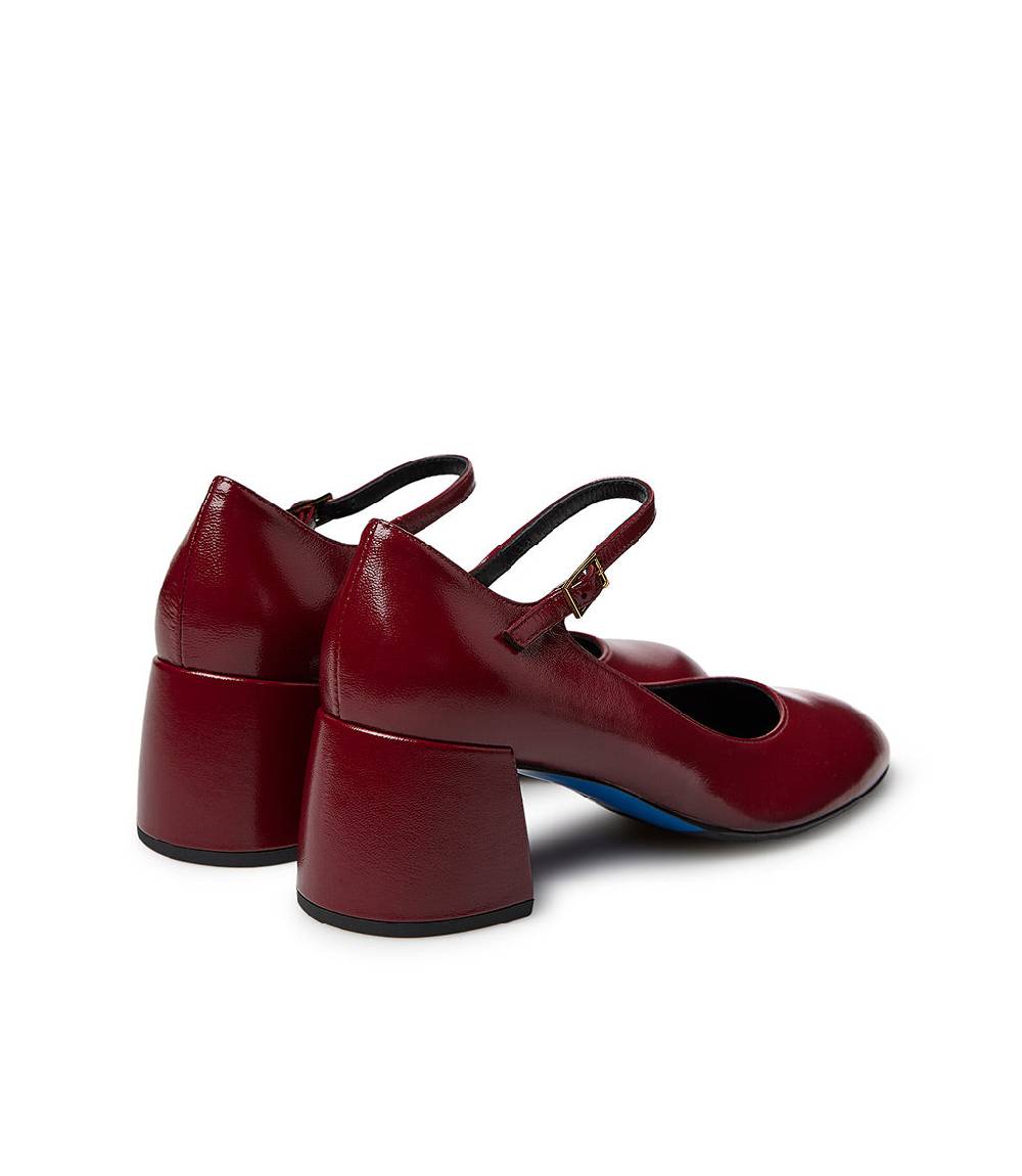 Loriblu Décolleté Mary Jane in pelle lucida bordeaux con cinturino 2025